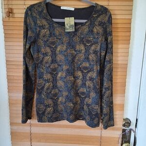 Peruvian Connection Art Nouveau Pima cotton tee small NWT.